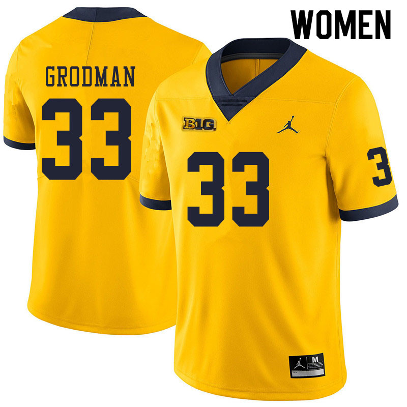 Women #33 Louis Grodman Michigan Wolverines College Football Jerseys Sale-Yellow